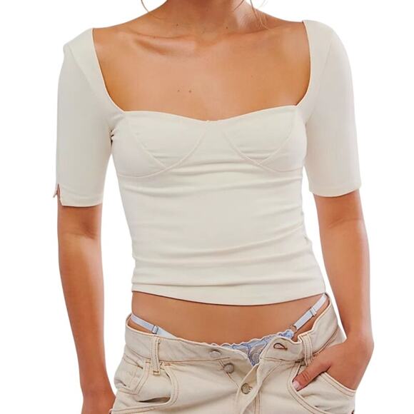 Intimately Free People Just Looking Top Seamed Bust Square Neck Size S NWOT - Picture 1 of 8